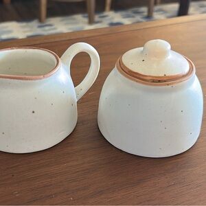 Creative Co-Op Speckled Ceramic Cream and Sugar bowl